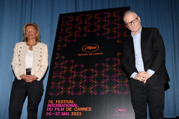 Iris Knobloch et Thierry Frémaux - Conférence de presse d'annonce de la sélection officielle du 76e Festival de Cannes au cinéma UGC Normandie à Paris, le 13 avril 2023. © Cyril Moreau / Bestimage