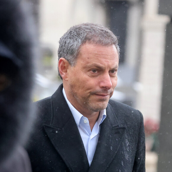 Marc-Olivier Fogiel - Sorties des obsèques de l'avocat Hervé Temime au cimetière du Montparnasse à Paris, France, le 14 avril 2023. © Clovis-Jacovides/Bestimage