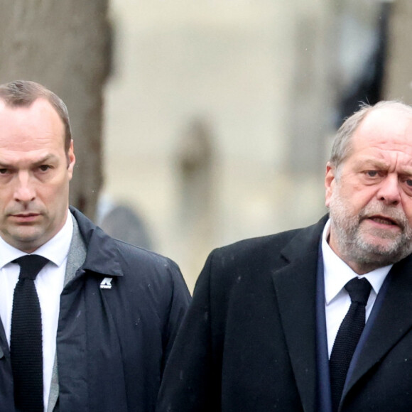 Eric Dupond-Moretti, ministre de la Justice - Sorties des obsèques de l'avocat Hervé Temime au cimetière du Montparnasse à Paris, France, le 14 avril 2023. © Clovis-Jacovides/Bestimage