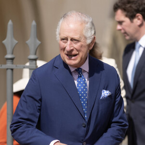 Le roi Charles III d'Angleterre - La famille royale du Royaume Uni va assister à la messe de Pâques à la chapelle Saint Georges au château de Windsor, le 9 avril 2023. 