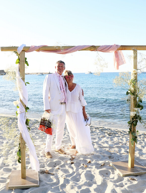 Exclusif - Soirée du mariage de Christine Bravo et Stéphane Bachot sur la plage du restaurant Marinella à l'Ile Rousse en Corse le 11 Juin 2022 © Dominique Jacovides / Bestimage