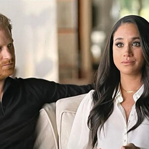 Meghan Markle, duchesse de Sussex, fond en larmes en évoquant les menaces de mort sur les réseaux sociaux dans le documentaire "Harry & Meghan" (Netflix). Los Angeles. Le 15 décembre 2022. 