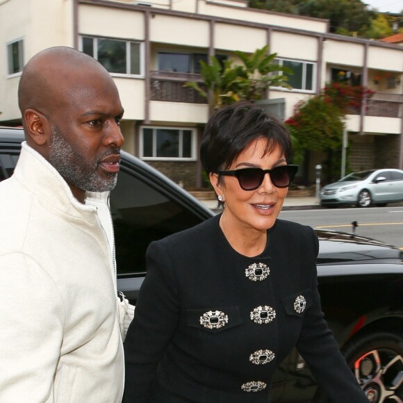 Exclusif - Kris Jenner et son compagnon Corey Gamble à leur arrivée au restaurant Giorgio Baldi à Santa Monica. Le 12 avril 2023 