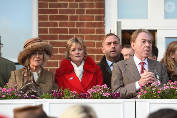 Camilla Parker Bowles, duchesse de Cornouailles, Madeline Gurdon et Andrew Lloyd Webber - People à la 60ème course "Hennessy Gold Cup" à Newbury. Le 26 novembre 2016 