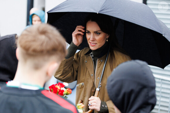 Kate Catherine Middleton, princesse de Galles, en visite au club Dowlais Rugby Club. Le 28 avril 2023