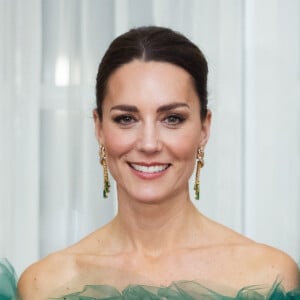 Le prince William, duc de Cambridge et Catherine (Kate) Middleton, duchesse de Cambridge, assistent au dîner du gouverneur général à King's House à Kingston lors de leur voyage officiel en Jamaique, le 23 mars 2022. 