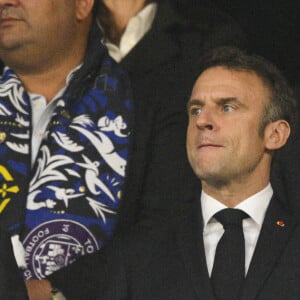 Philippe Diallo, Emmanuel Macron et sa femme Brigitte lors du match de football de la Coupe de France "Nantes vs Toulouse" au Stade de France à Paris. Le 29 avril 2023 © Cyril Moreau / Bestimage