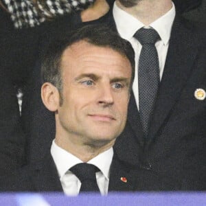 Emmanuel Macron et sa femme Brigitte lors du match de football de la Coupe de France "Nantes vs Toulouse" au Stade de France à Paris. Le 29 avril 2023 © Cyril Moreau / Bestimage