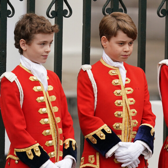 Le prince George de Galles (Centre) - Les invités à la cérémonie de couronnement du roi d'Angleterre à l'abbaye de Westminster de Londres, Royaume Uni, le 6 mai 2023. 