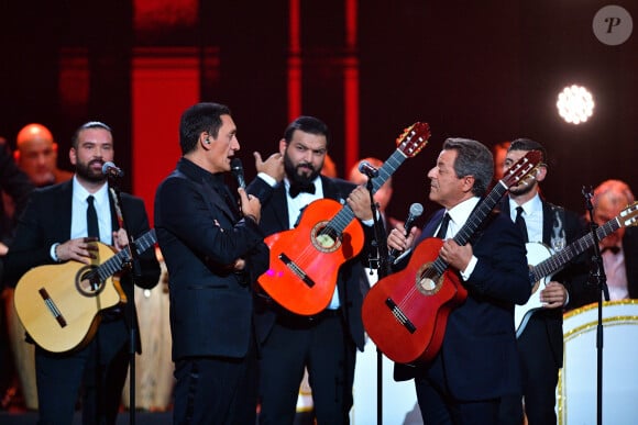 Exclusif - Dany Brillant, Chico and the Gypsies - Enregistrement de l'émission "Chantons Aznavour" aux Folies Bergère à Paris, diffusée le 10 décembre à 21h05 sur France 3 © Pierre Perusseau / Bestimage