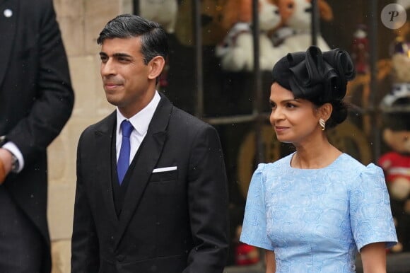 Les invités arrivent à la cérémonie de couronnement du roi d'Angleterre à l'abbaye de Westminster de Londres Le Premier ministre Rishi Sunak et sa femme Akshata Murty - Les invités à la cérémonie de couronnement du roi d'Angleterre à l'abbaye de Westminster de Londres, Royaume Uni, le 6 mai 2023. 