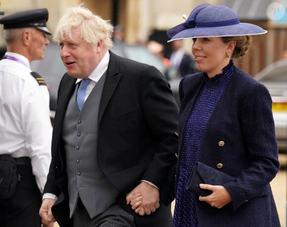 Les invités arrivent à la cérémonie de couronnement du roi d'Angleterre à l'abbaye de Westminster de Londres L'ancien Premier ministre Boris Johnson et sa femme Carrie Johnson - Les invités à la cérémonie de couronnement du roi d'Angleterre à l'abbaye de Westminster de Londres, Royaume Uni, le 6 mai 2023. 