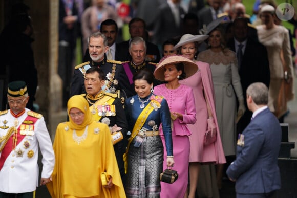 Le roi Felipe VI et la reine Letizia d'Espagne - Les invités à la cérémonie de couronnement du roi d'Angleterre à l'abbaye de Westminster de Londres, Royaume Uni, le 6 mai 2023.