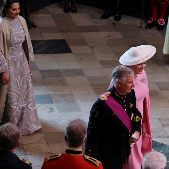 Le roi Philippe de Belgique et La reine Mathilde de Belgique - Les invités à la cérémonie de couronnement du roi d'Angleterre à l'abbaye de Westminster de Londres, Royaume Uni, le 6 mai 2023.