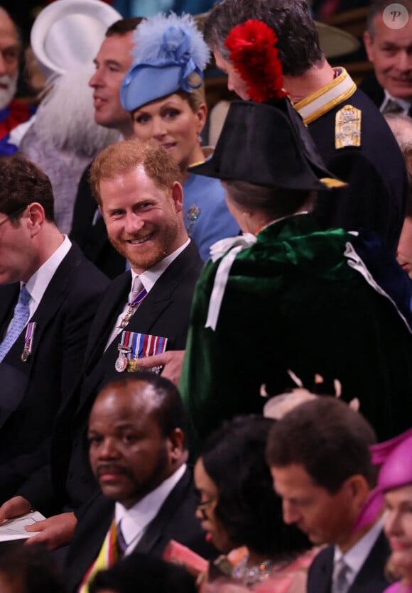 Cérémonie de couronnement du roi d'Angleterre à l'abbaye de Westminster de Londres Le prince Harry, duc de Sussex et La princesse Anne lors de la cérémonie de couronnement du roi d'Angleterre à Londres, Royaume Uni, le 6 mai 2023.