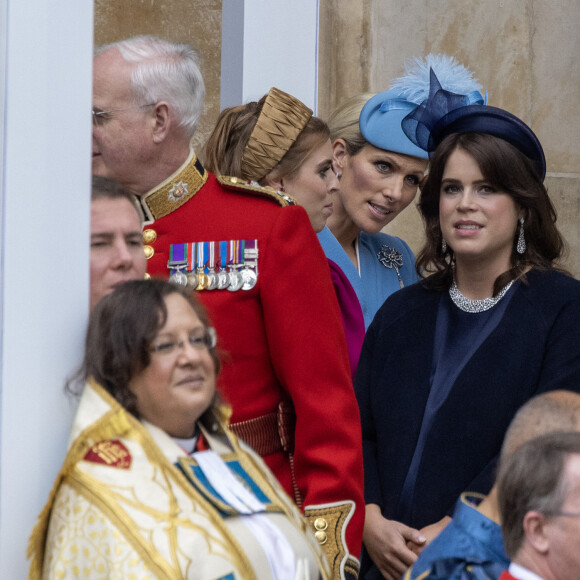 Rowan Griffiths - Daily Mirror - Sortie de la cérémonie de couronnement du roi d'Angleterre à l'abbaye de Westminster de Londres La princesse Beatrice d'York, La princesse Eugenie d'York, enceinte, Zara Phillips (Zara Tindall), - Sortie de la cérémonie de couronnement du roi d'Angleterre à l'abbaye de Westminster de Londres, Royaume Uni, le 6 mai 2023. 