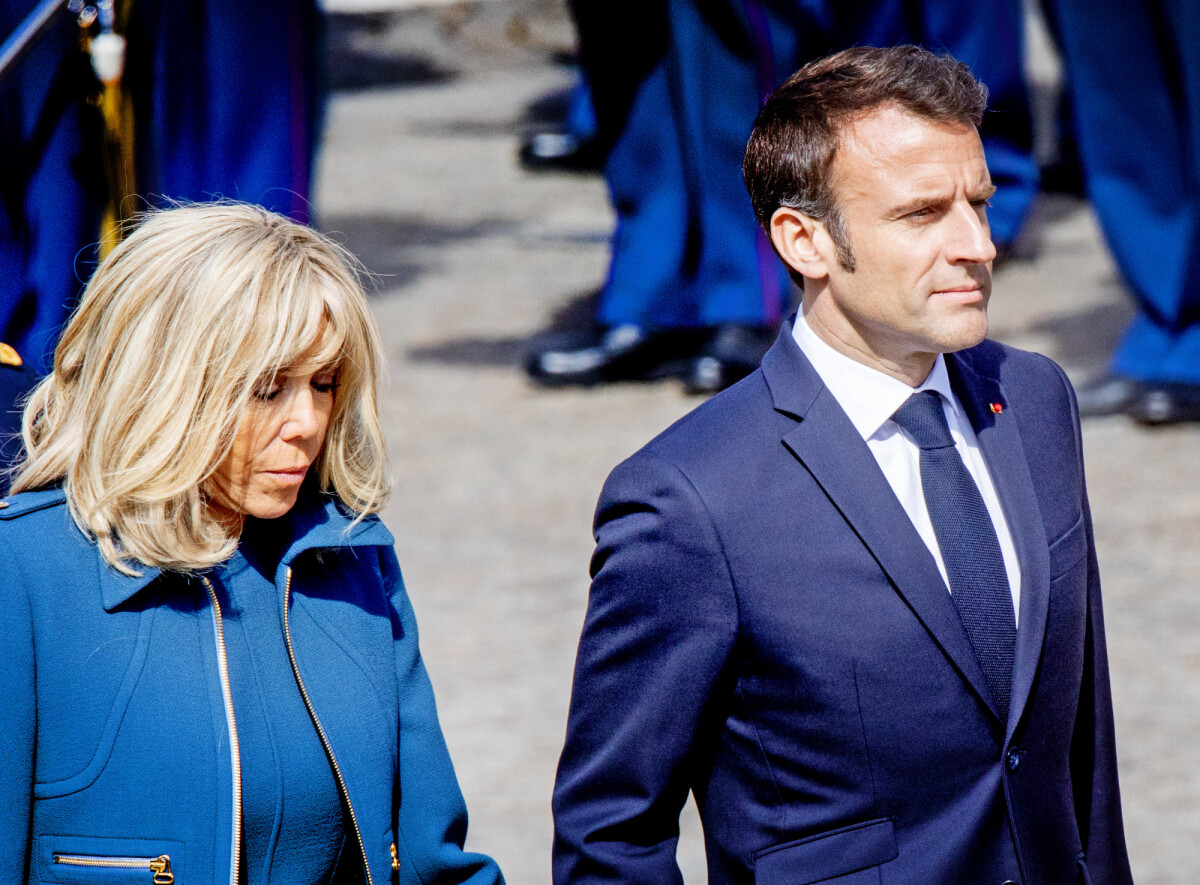 Photo : Le président de la République française Emmanuel Macron et sa ...