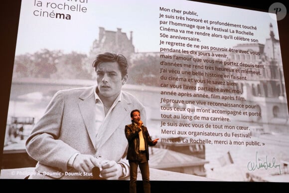 Exclusif - Anthony Delon représentait son père lors de la projection du film "Monsieur Klein" du réalisateur J. Losey lors du 50ème Festival La Rochelle Cinéma à La Coursive à La Rochelle le 3 juillet 2022. © Jean-Marc Lhomer/Bestimage