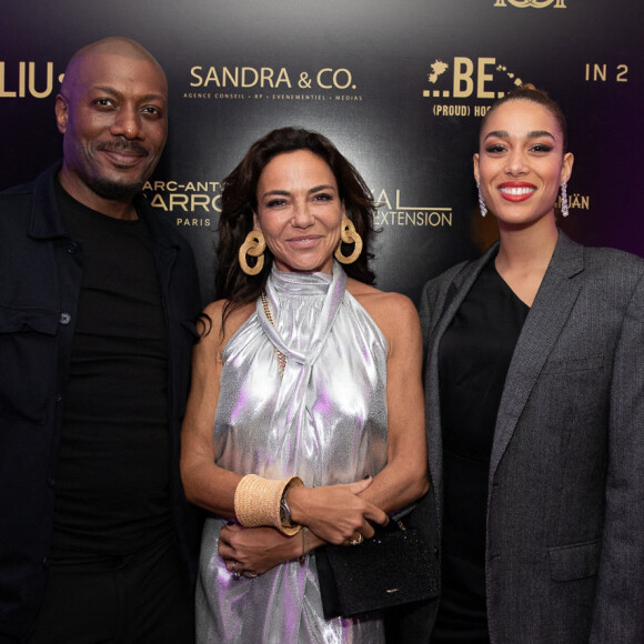 Exclusif - Sandra Sisley avec Harry Roselmack et sa compagne Jade Chantelle lors de la soirée à la suite Sandra & Co lors du 76ème Festival International du Film de Cannes, France, le 20 mai 2023. © Aurelio Stella/Bestimage