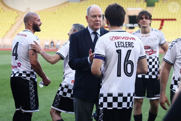 Le prince Albert II de Monaco, Charles Leclerc - Match de charité de la 30ème édition du "World Stars Football" avec des pilotes de F1 et des stars du football au profit de l'association "Star Team For The Children" au stade Louis II à Monaco le 23 mai 2023.