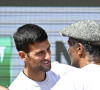 Novak Djokovic est venu le saluer. 
Yannick Noah avec Novak Djokovic à Roland-Garros les 40 ans de sa victoire, le 27 mai 2023. Photo by Victor Joly/ABACAPRESS.COM