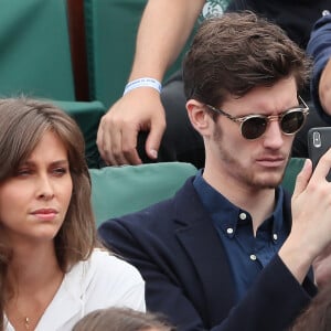 Ophélie Menier, Jean-Baptiste Maunier - People dans les tribunes lors des Internationaux de France de Tennis de Roland-Garros à Paris le 1er juin 2018. © Dominique Jacovides-Cyril Moreau / Bestimage 