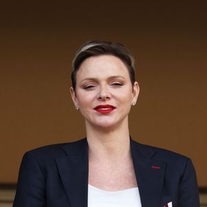La princesse Charlène de Monaco - Édition 2023 du Tournoi Sainte Dévote de Rugby au Stade Louis II à Monaco le 22 Avril 2023. © Jean-Charles Vinaj / Pool Monaco / Bestimage 