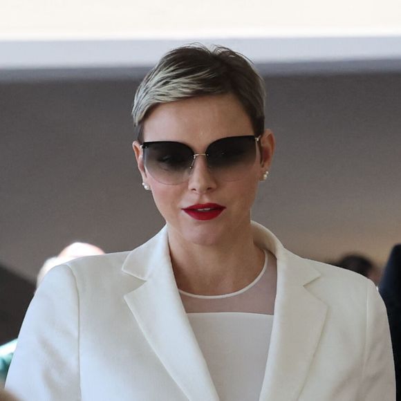 La princesse Charlene de Monaco - La famille princière de Monaco assiste à la finale homme du tournoi Rolex Monte Carlo Masters 2023 à Roquebrune-Cap-Martin le 16 avril 2023. En s'imposant devant Holger Rune, Andrey Rublev a décroché son tout premier Masters 1000. © Claudia Albuquerque/Bestimage 