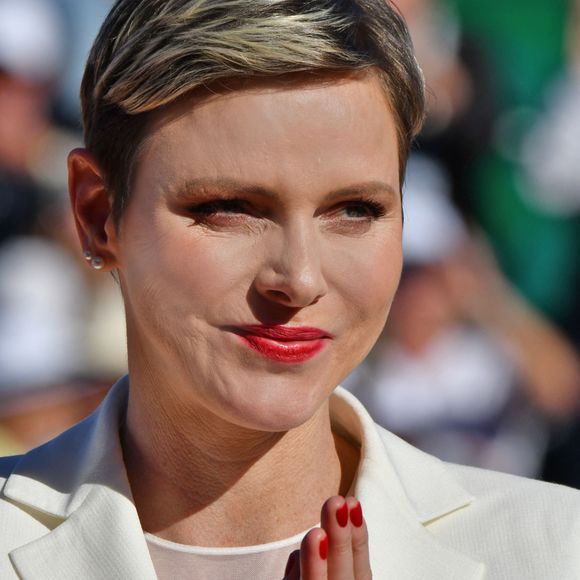 La princesse Charlene de Monaco - La famille princière de Monaco assiste à la finale homme du tournoi Rolex Monte Carlo Masters 2023 à Roquebrune-Cap-Martin le 16 avril 2023. En s'imposant devant Holger Rune, Andrey Rublev a décroché son tout premier Masters 1000. © Bruno Bebert/Bestimage 