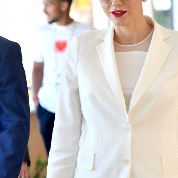 Théma - Les différentes couleurs de cheveux de la princesse Charlène de Monaco - No Tabloids - La princesse Charlene de Monaco - La famille princière de Monaco assiste à la finale homme du tournoi Rolex Monte Carlo Masters 2023 à Roquebrune-Cap-Martin le 16 avril 2023. En s'imposant devant Holger Rune, Andrey Rublev a décroché son tout premier Masters 1000. © Bruno Bebert/Bestimage 