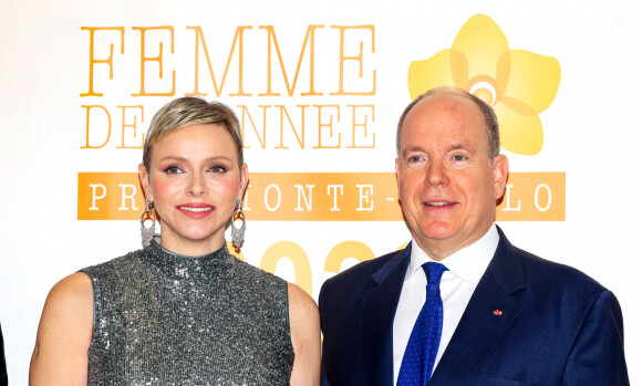 La princesse Charlene de Monaco et le prince Albert II de Monaco lors de la 11ème édition du prix "Monte-Carlo - Femme de l'année", à l'hotel Hermitage à Monaco, le 24 mars 2023. © Claudia Albuquerque/Bestimage