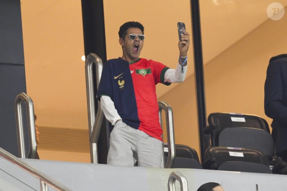 Jamel Debbouze - Les célébrités assistent au match de demi-finale "France - Maroc" lors de la Coupe du Monde 2022 au Qatar (FIFA World Cup Qatar 2022), le 14 décembre 2022. © JB Autissier / Panoramic / Bestimage