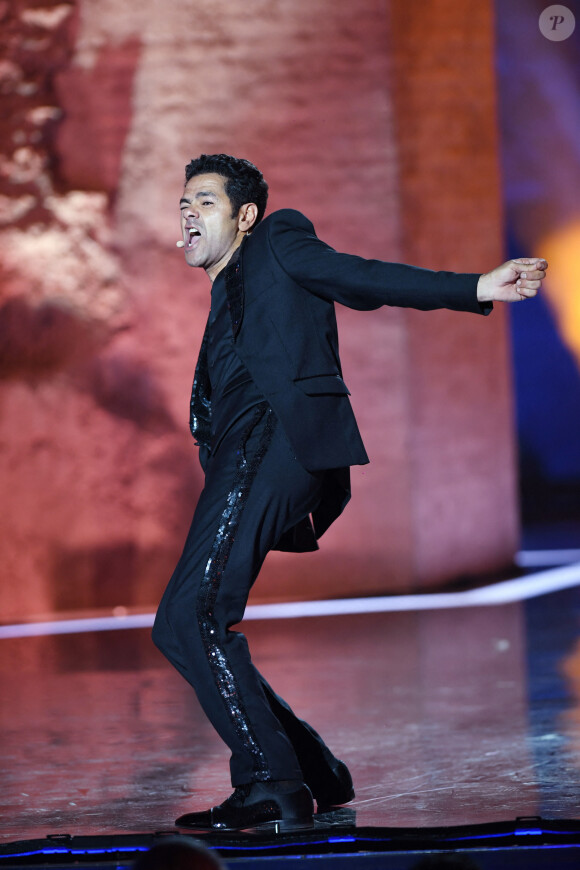 Exclusif - Jamel Debbouze lors de la soirée du grand gala du "Marrakech du Rire 2022" pour la 10ème édition au palais El Badiî à Marrakech, Maroc, le 18 juin 2022. © Rachid Bellak/Bestimage