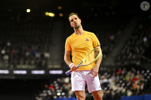 Richard Gasquet (Fra) - Match "Richard Gasquet - Arthur Fils (5/7 - 5/7)" lors du 13ème tournoi de l'Open Sud de France à Montpellier, le 6 février 2023.