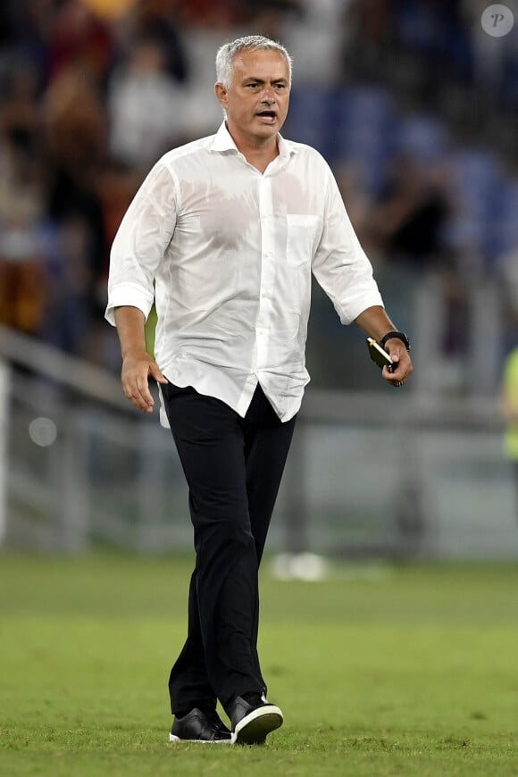 José Mourinho - Championnat d'Italie de football opposant l'AS Rome contre Trabzonspor à Rome le 26 aout 2021. Inside/Panoramic/Bestimage