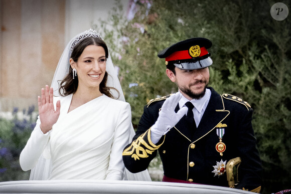 Mariage du prince Hussein de Jordanie et de Rajwa al Saif, au palais Zahran à Amman, Jordanie, le 1er juin 2023. 