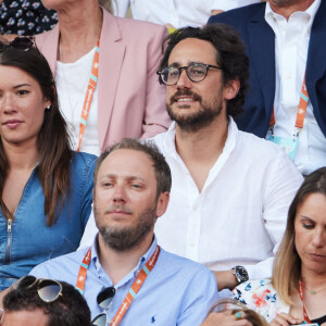 Thomas Hollande avec sa femme Emilie - Tribunes lors des Internationaux de France de tennis de Roland Garros 2023, à Paris, le 6 juin 2023. © Jacovides-Moreau/Bestimage