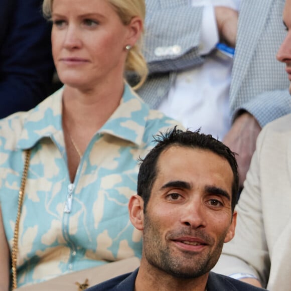 Martin Fourcade, Alexandre Bompard, Tony Estanguet - Tribunes lors des Internationaux de France de tennis de Roland Garros 2023, à Paris, le 6 juin 2023. © Jacovides-Moreau/Bestimage