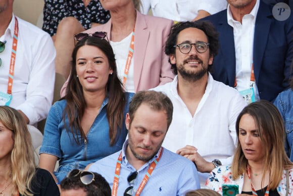 Thomas Hollande avec sa femme Emilie - Tribunes lors des Internationaux de France de tennis de Roland Garros 2023, à Paris, le 6 juin 2023. © Jacovides-Moreau/Bestimage