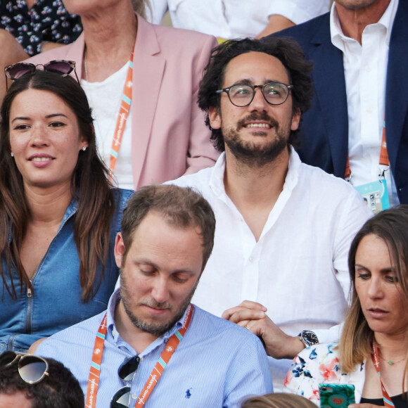 Thomas Hollande avec sa femme Emilie - Tribunes lors des Internationaux de France de tennis de Roland Garros 2023, à Paris, le 6 juin 2023. © Jacovides-Moreau/Bestimage