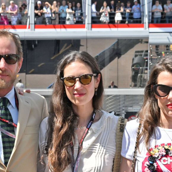 Ben-Sylvester Strautmann et sa compagne la princesse Alexandra de Hanovre, Andrea Casiraghi, sa femme Tatiana Santo Domingo et Charlotte Casiraghi - La famille princière de Monaco assiste aux séances d'essais qualificatives du 80ème Grand Prix de Monaco de Formule 1 à Monaco le 27 mai 2023. © Bruno Bebert/Bestimage 