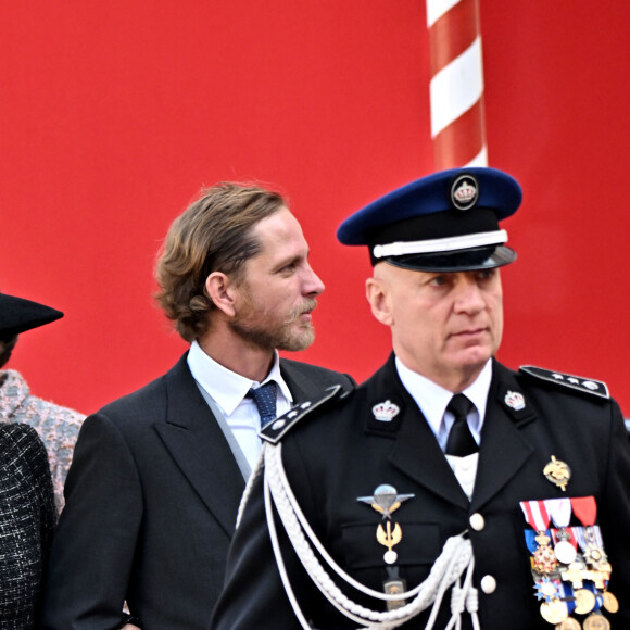 Andrea Casiraghi et Tatiana Santo Domingo - La famille princière rejoint le palais à pied après la messe lors de la Fête Nationale de la principauté de Monaco le 19 novembre 2022. © Dominique Jacovides / Bruno Bebert / Bestimage 