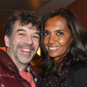 Stéphane Plaza et Karine Le Marchand sont amis depuis 2011.
Exclusif - Stéphane Plaza, Karine Le Marchand - People en backstage du spectacle "Jeanfi Janssens atterrit à l'Olympia" à Paris. © Coadic Guirec/Bestimage