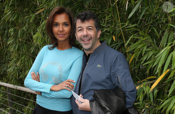 Karine Le Marchand et Stéphane Plaza - People au village des Internationaux de France de tennis de Roland Garros à Paris. Le 1er juin 2015.