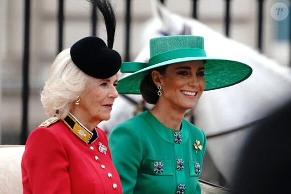 La reine Camilla et Kate Middleton lors du Trooping the Colour à Londres le 17 juin 2023. Photo by Stephen Lock / i-Images/ABACAPRESS.COM