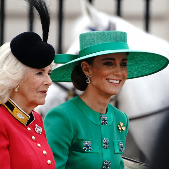 La reine Camilla et Kate Middleton lors du Trooping the Colour à Londres le 17 juin 2023. Photo by Stephen Lock / i-Images/ABACAPRESS.COM