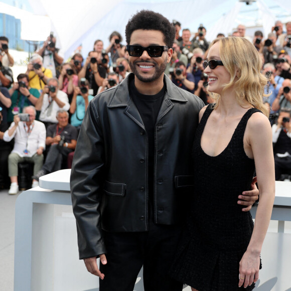 Abel "The Weeknd' Tesfaye, Lily Rose-Depp au photocall de "The Idol" lors du 76ème Festival International du Film de Cannes, le 23 mai 2023. © Jacovides / Moreau / Bestimage