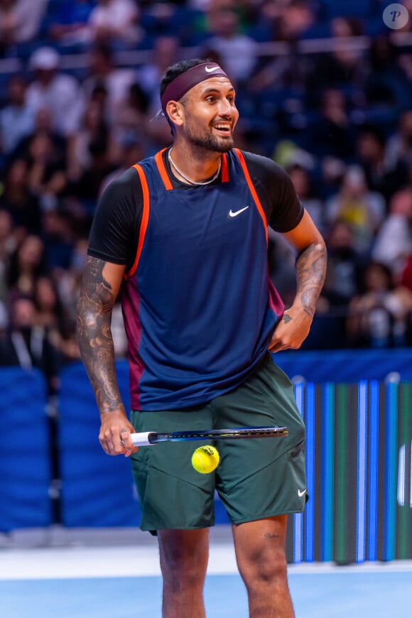 Match "Grigor Dimitrov - Nick Kyrgios (7/6 - 6/3) » lors du tournoi World Tennis League de Dubaï, le 21 décembre 2022. © Nicolas Briquet / Bestimage