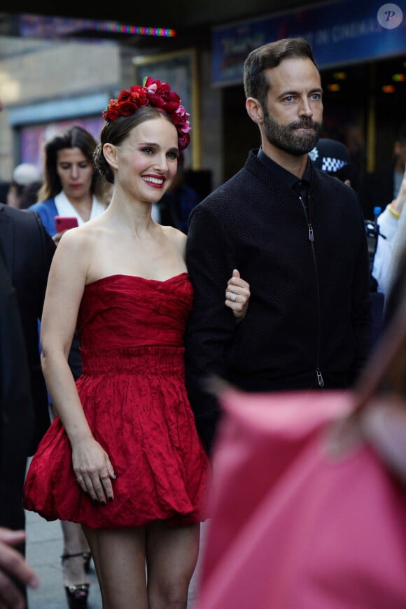 Natalie Portman et son mari Benjamin Millepied arrivent à la première du film "Thor: Love and Thunder" à Londres, le 5 juillet 2022.