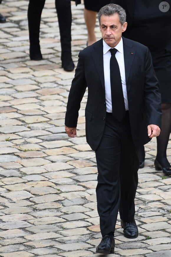 Nicolas Sarkozy - Obsèques de Serge Dassault en la cathédrale Saint-Louis-des-Invalides suivi des honneurs militaires à Paris le 1er juin 2018 © Eliot Blondet / Pool / Bestimage 